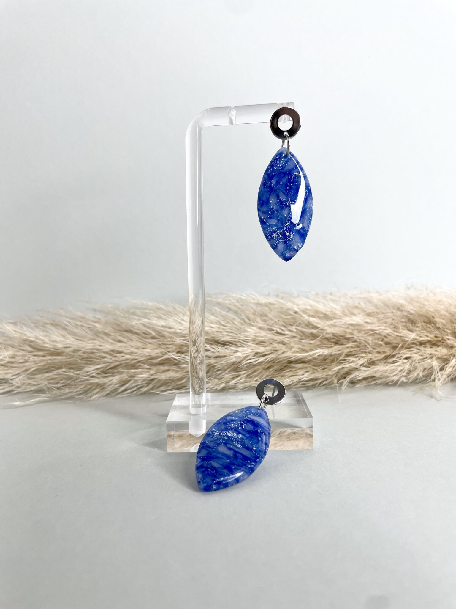 Blau Silber Ohrringe