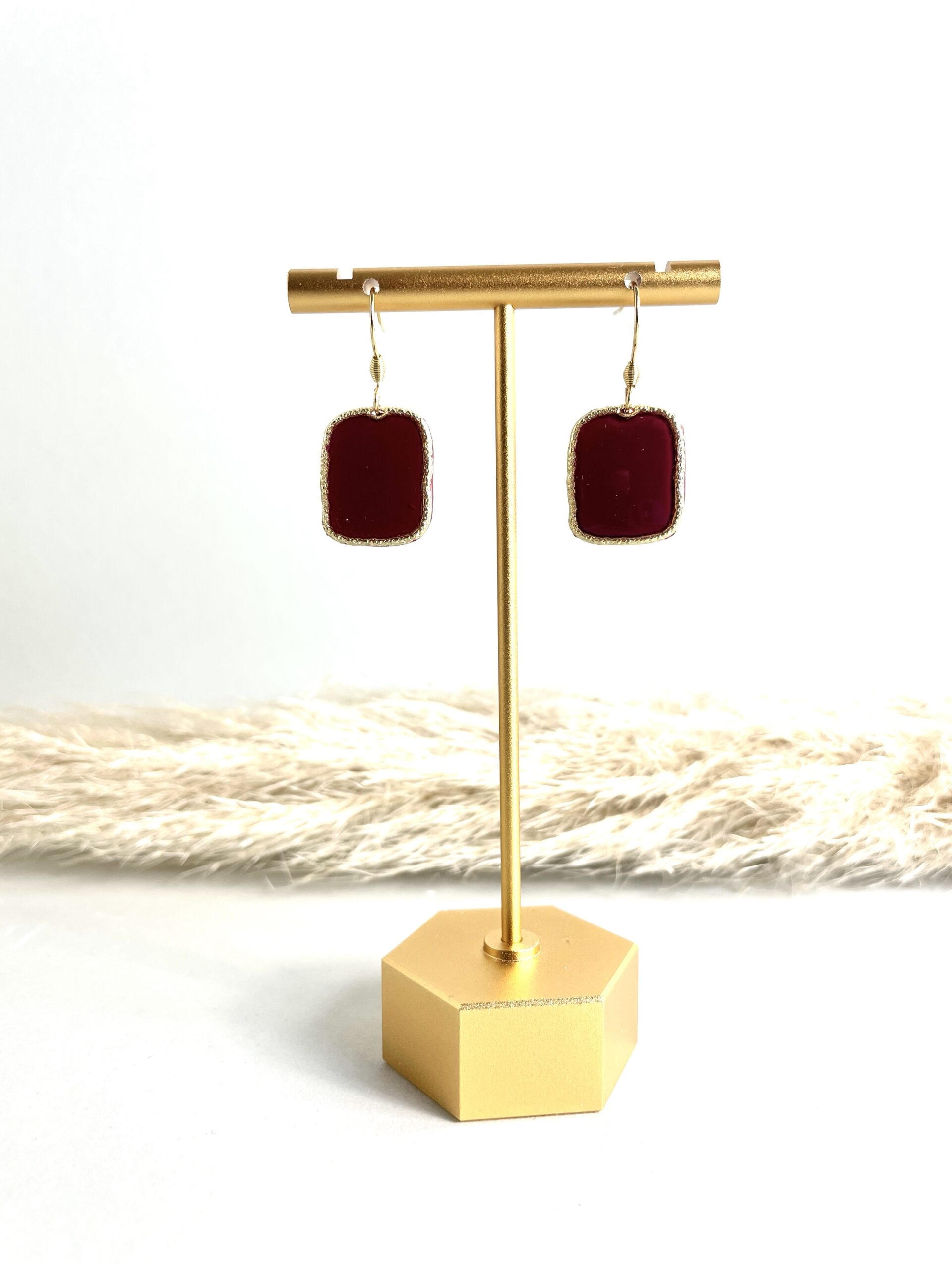 rechteckigen Burgundy Ohrringe