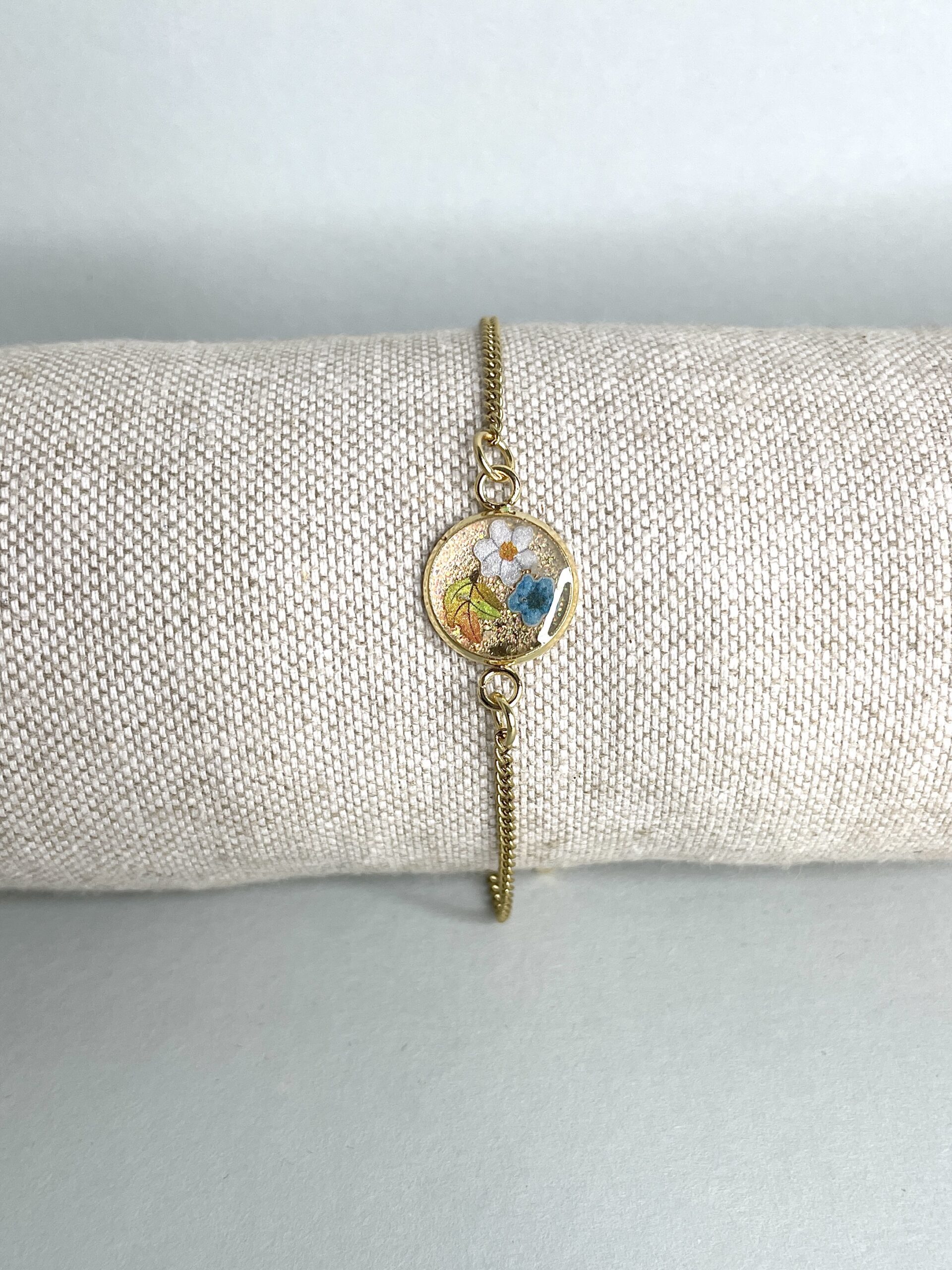 edelstahl Armband gold Blumen 