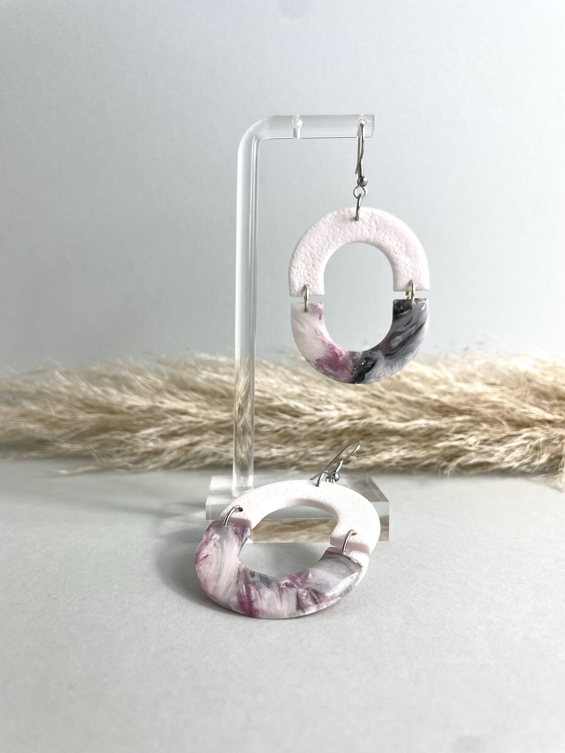 Ohrringe Pink Schwarz Weiß