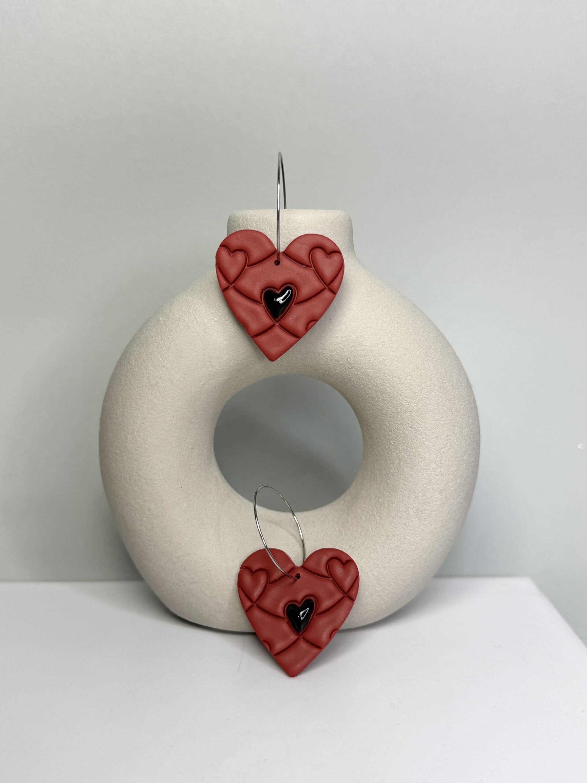 Rote Herz Ohrringe Polymerton