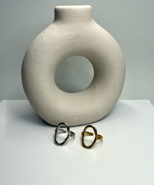 Ovaler Edelstahl Ring verstellbar