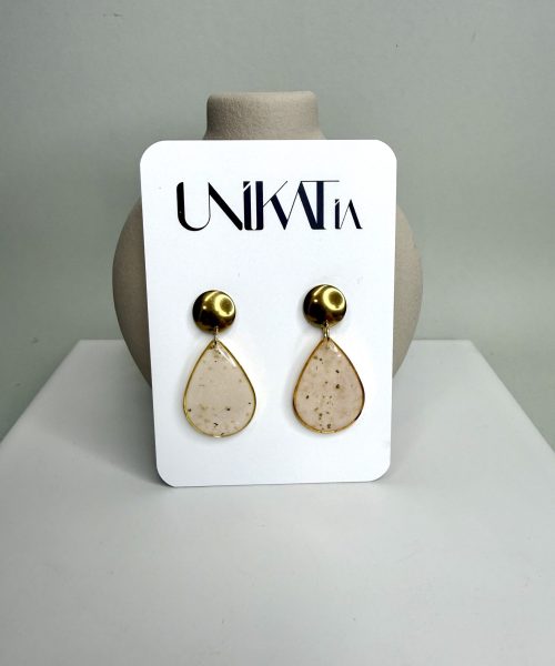 gold weiße tropfenförmige Ohrringe