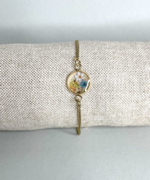 edelstahl Armband gold Blumen