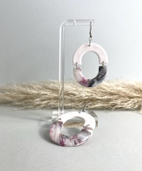 Ohrringe Pink Schwarz Weiß